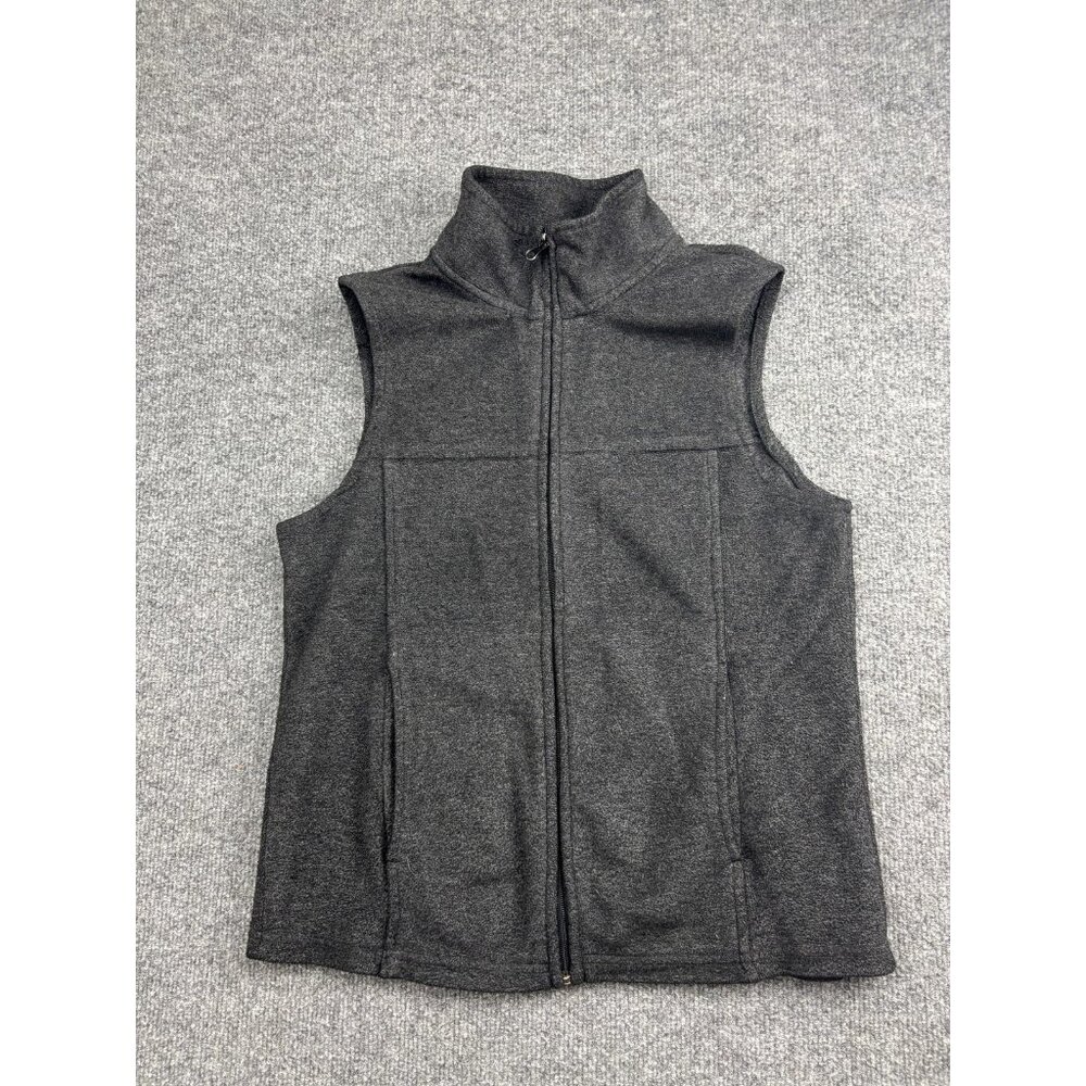 Dakini Vest Womens Medium Gray Full Zip Fleece Mock Neck Sleeveless Casual